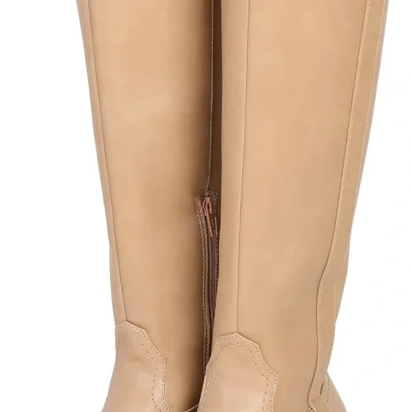 NWT Tan Knee-High Cowboy Boots / Vegan Leather / Faux Leather - Picture 6 of 17